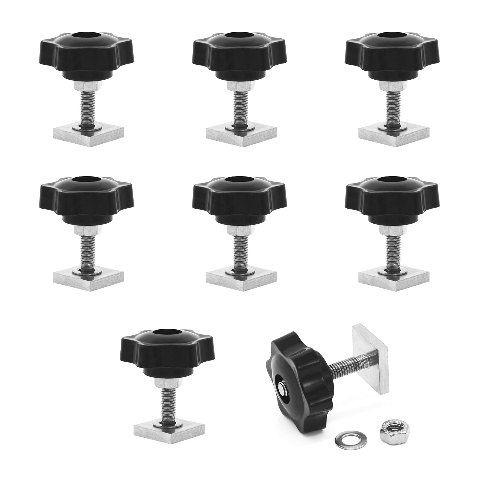 JJWNMLL T track bolts 8 pcs - roof rack bolts M6 x 35 mm with thumb screws m6 with nut washer 20x20mm square sliding blocks for roof rack rail carrier — image 1