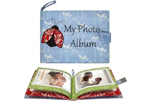 AMZOYA Baby Soft Photo Albums My First Family Album Soft Cloth Baby Photo Book My First Family Photo Album -Soft Cloth,Baby Safe,Holds 4x6 Photo Album (Blue)