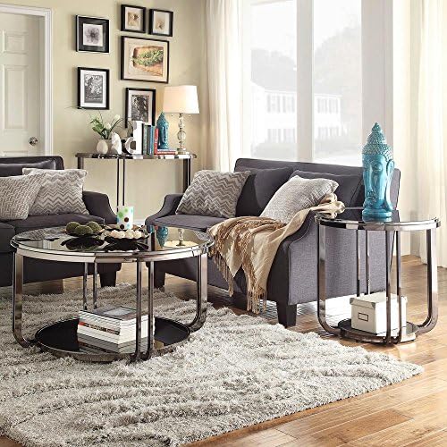 DuPont Glass and Chrome End Table in Black