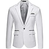 Men's Casual Suit Jacket Slim Fit One Button Notched Lapel Business Daily Lightweight Blazer Jacket