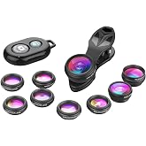 Apexel Phone Camera Lens-Macro Lens+Wide Lens+Fisheye Lens+Telephoto Lens+CPL/Flow/Radial/Star Filter+Kaleidoscope 3/6 Lens 10 in 1 Lens Kit +Remote Shutter for iPhone, Samsung,LG and Most Smartphones