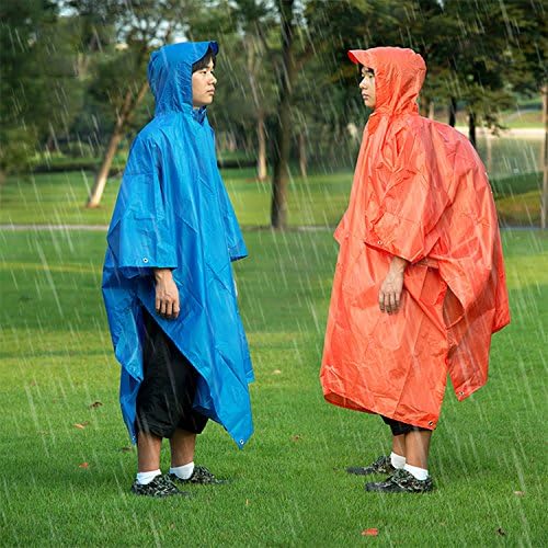Outdoor Portable Compressible Reusable Rain Poncho Raincoat Waterproof Environmental Rainwear Jacket For Hunting Camping Fishing Hiking Travling Emergency For Adults