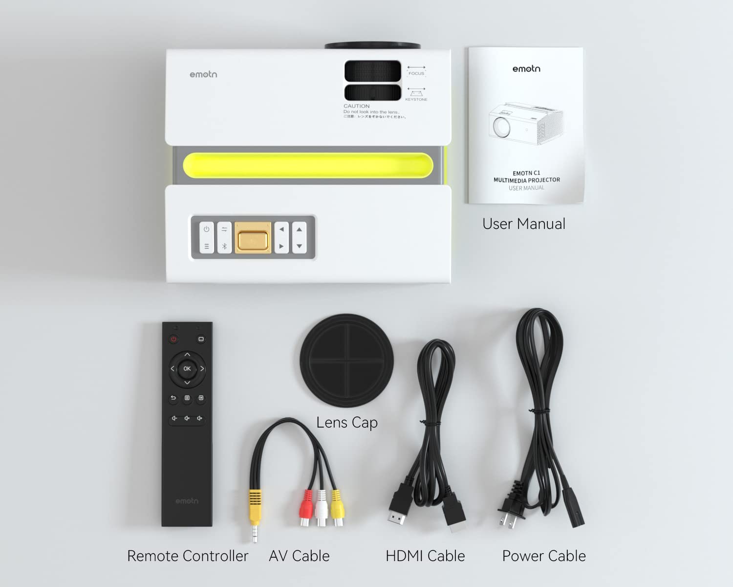 Emotn C1 Projector, Mini Projector with WiFi Bluetooth 5.1, 1080P Supported Portable Projector, 8500Lux 200