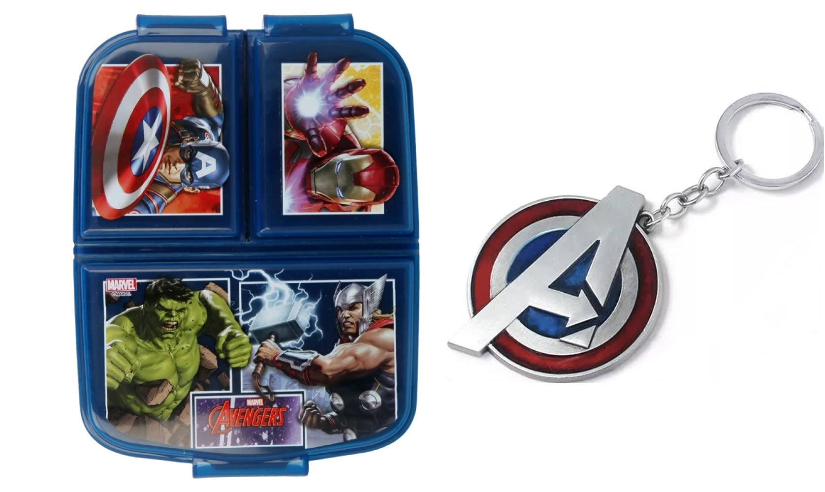 Avengers Reusable Sandwich Lunch Box 3 Multi Compartment Kids Children School Includes Avengers Keychain (Avengers 1) — image 1