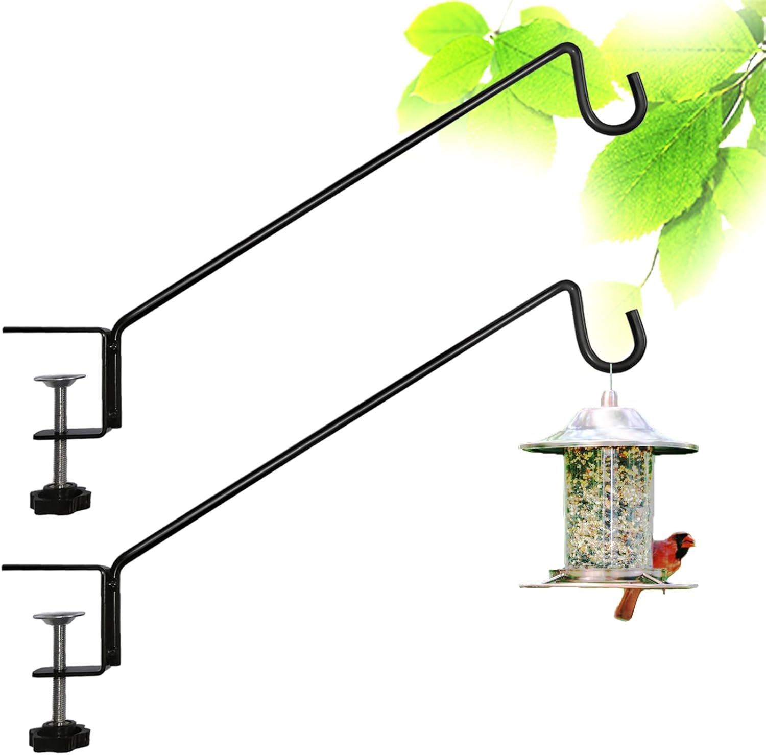Outdoor Hanging Brackets - Heavy Duty Deck Bird Feeder Hanger Hook for Railing 13 Inch 2 Pack for Bird Feeders,Planters,Plants Flower Suet Baskets,Lanterns,Wind Chimes Holiday Decoration (2 Pack)
