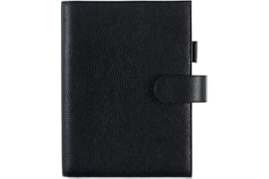 Moterm Leather Cover for Stalogy B6 - with Back Pocket, Pen Loop and Card Slots (Pebbled-Black, B6+)