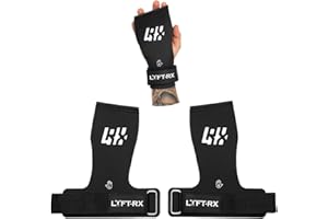 LYFT-RX Valiant Grips, Rubber Coated, No-Hole Fingerless Hand/Palm Grips w/Heavy-Duty Wrist Strap, Non-Slip, No Chalk Needed,