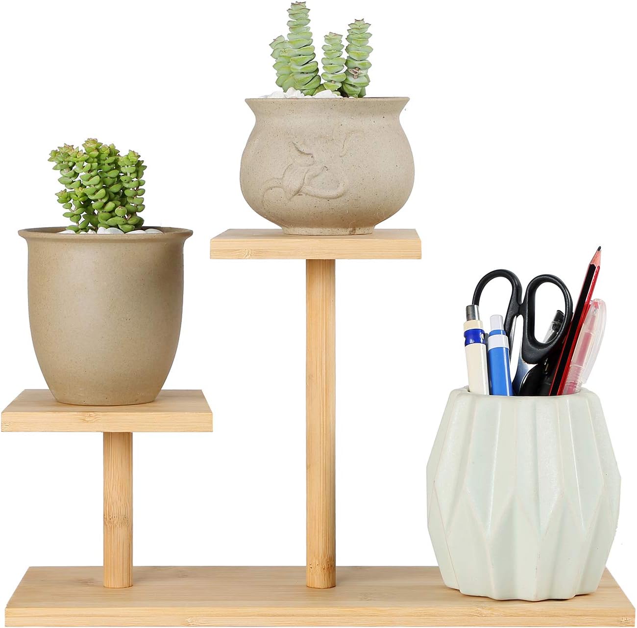 Joiishom Bamboo Succulent Plant Stand, Tabletop Plant