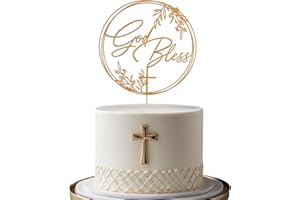 AMARYYA God Bless Baptism Cake Topper - Keepsake Cross Design,for Christening & Holy Communion,Divine Celebration Elegant Cake Decor
