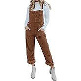 Onedreamer Women's Corduroy Overalls With Adjustable Straps, Baggy Bib Jumpsuit, Casual With Pockets