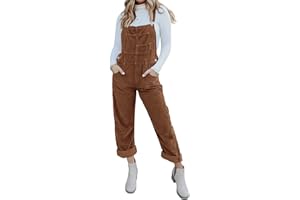 Onedreamer Women's Corduroy Overalls With Adjustable Straps, Baggy Bib Jumpsuit, Casual With Pockets