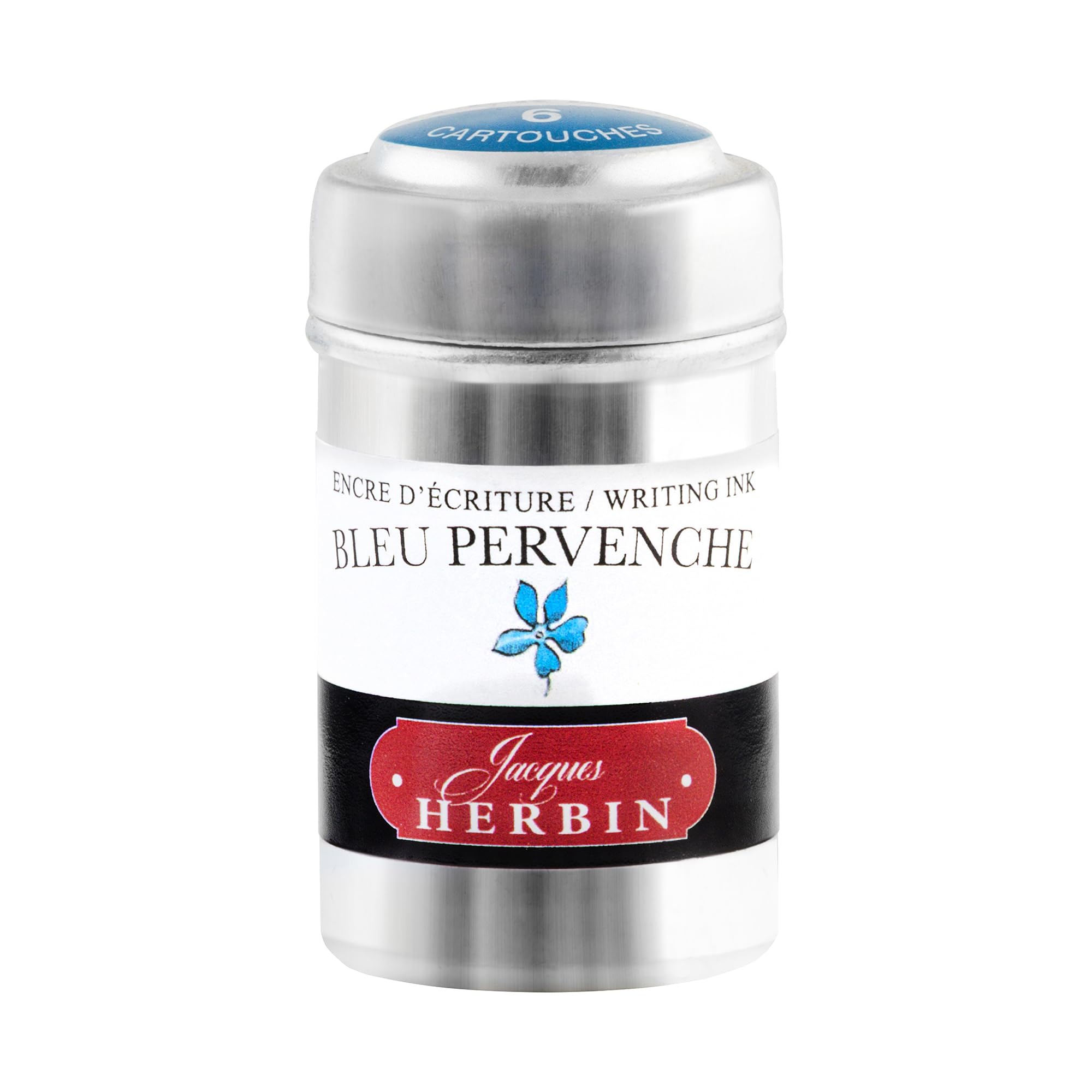 Jacques Herbin 20113T - A box of 6 ink cartridges for fountain pens and rollerball pens (packaging-free product - zero-waste objective) - Bleu Pervenche — image 1