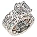 Regal 3.9 Ct Emerald-Shape Milgrain Cubic Zirconia Cz Bridal Engagement Wedding Ring Set (Center Stone is 3 Cts)