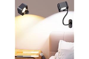 ROOTRO LED Wall Scones Wall Lights for Bedroom, Rechargeable Battery Operated Wall Lights with 3 Color Temperatures & 3 Brightness, Magnetic Ball 360°Rotation Touch Control Lamps for Bedside 2 Pack
