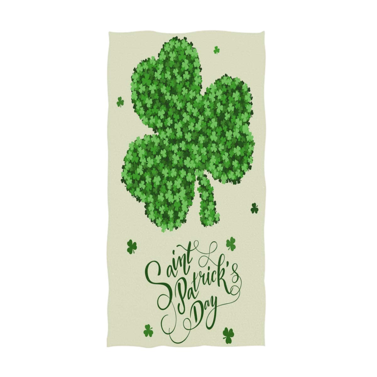 Naanle Chic Clover Shamrock St. Patrick's Day Soft Highly Absorbent Large Decorative Hand Towels Multipurpose for Bathroom, Hotel, Gym and Spa (16 x 30 Inches)