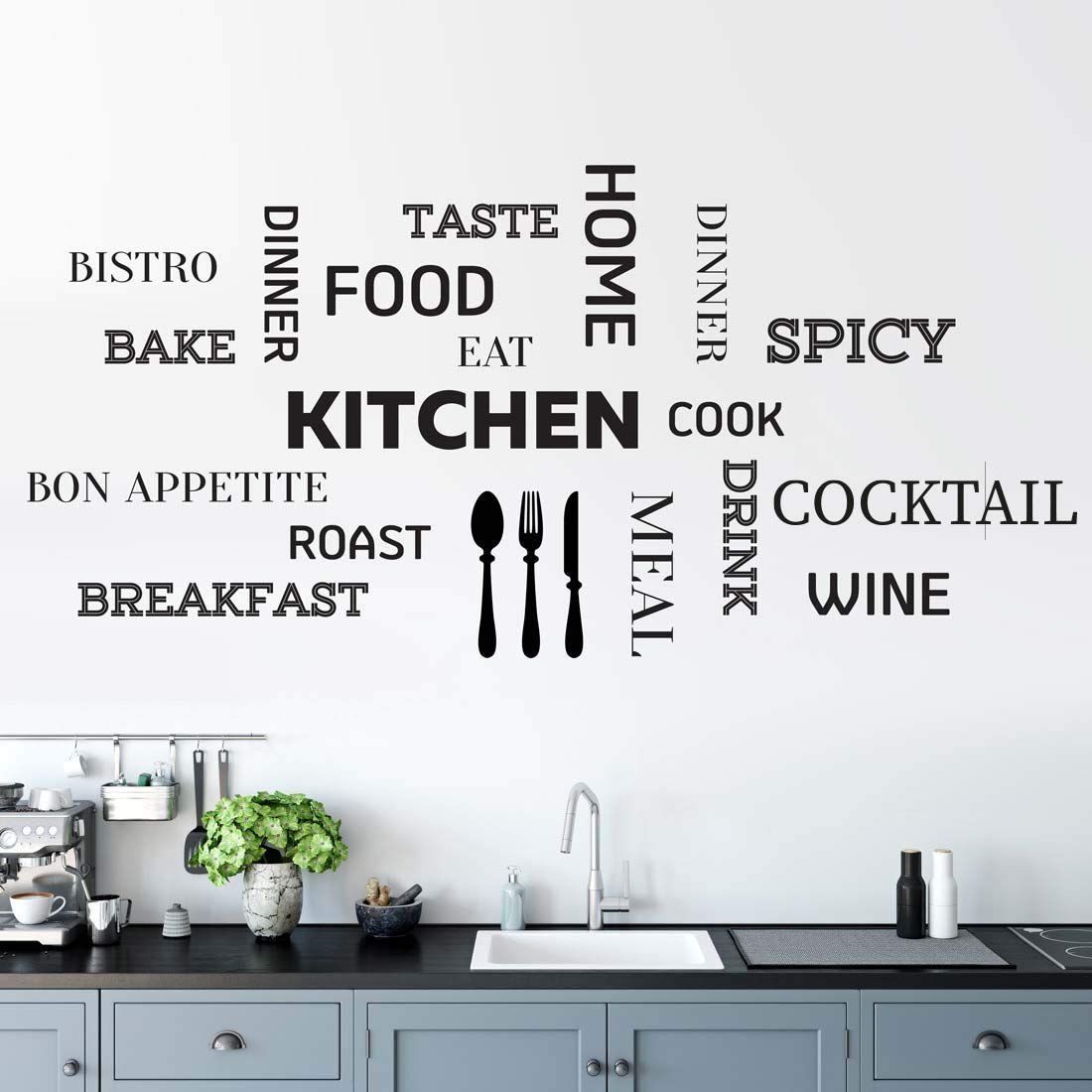 Kitchen Wall Sticker Quote Motivational Lettering Home Wall Decor Vinyl Decal Mural Art Interior Design Living Room Stickers transfers Quotes Family Stencils Decoration Positive Removable Word