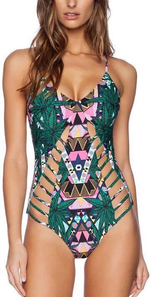 MUSEFEEL Women Tribal Print Hollow Out Reversible Swimwear Bikini