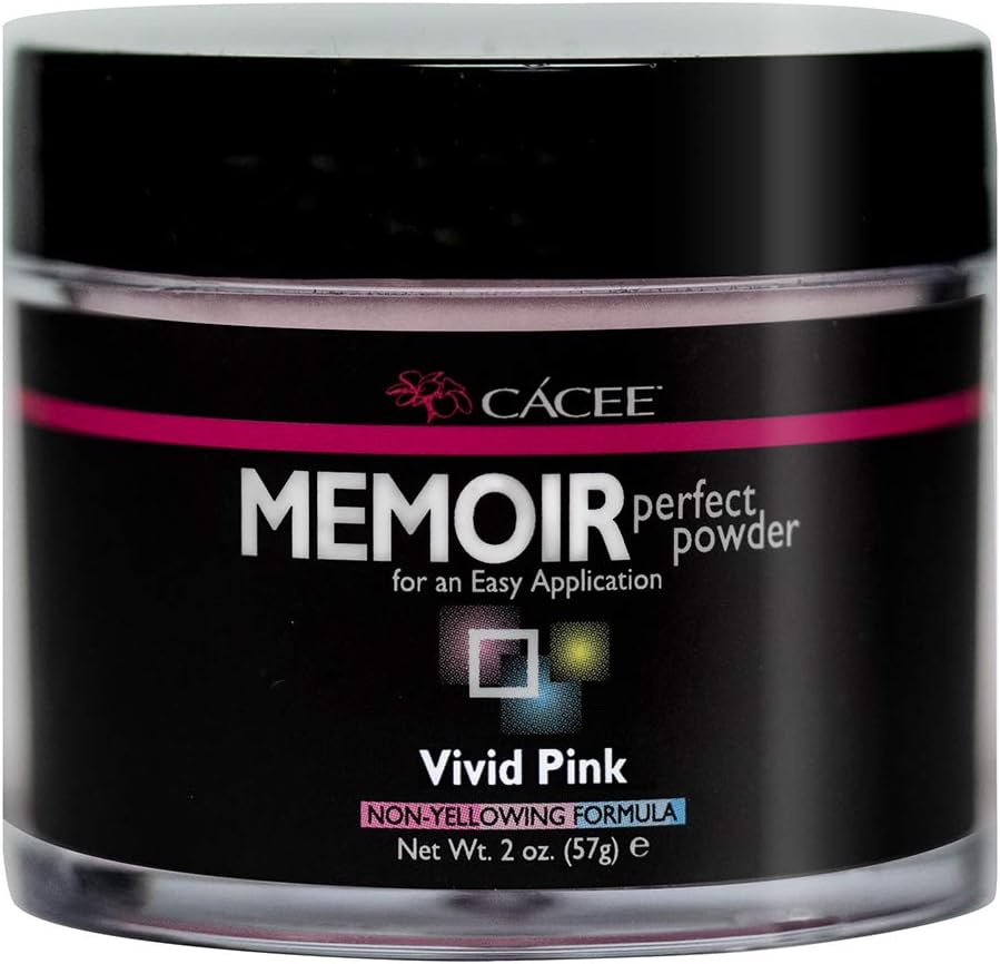 Vivid Pink Memoir Perfect Acrylic Nail Powder (polvo acrlico) Professional Beauty System, For All Kits (2 oz)