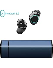 Cuffie Bluetooth 5.0, Auricolari Bluetooth Muzili TWS Leggeri Hi-Fi Cuffie Cancellazione Rumore,Auricolari Sport IP65, Earbuds con MIC per IOS e Android con Scatola Ricarica Portatile - Blu