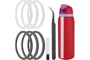 AYWFEY 6 Pcs Replacement Silicone Lid Sealing Rings for Owala Water Bottle, with Cleaning Brush and Elbow Tweezers, Lid Gasket Replacement Bottle Accessories Compatible with Owala Water Bottle, White&Gray