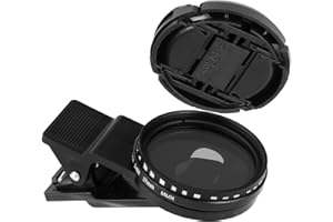 BNYTXV Phone Camera Lens, 37mm Clip-on ND 2-400 Cell Phone Lens Adjustable Density Filter with Phone Clip for iPhone for Samsung Android Smartphones