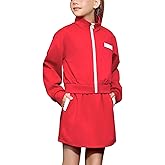 CHILDRENSTAR Girls Zip Up Sweatshirts and Skirt Sets 2 Pieces Fall Outfit Color Block Activewear Skorts For Kids