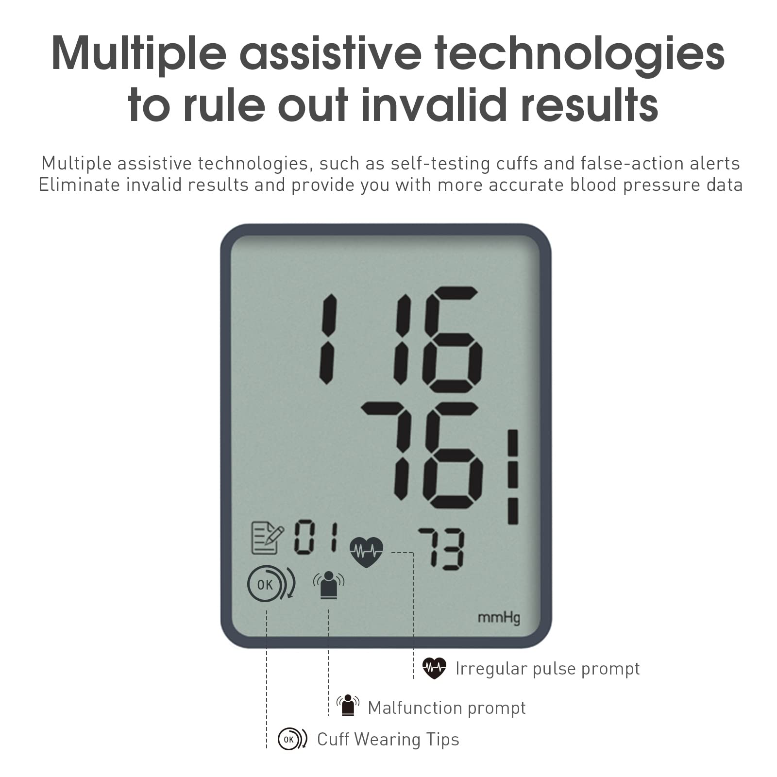 yuwell Oberarm-Blutdruckmessgerät große Manschette für 22-45 cm Oberarm, Digitaler Blutdruckmessgerät zur Genauen Blutdruck- und Pulsmessung mit Speicherfunktion und Arrhythmie-Erkennung (YE660D) 5