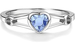 Precious Pieces 925 Sterling Silver Simulated CZ Birthstone Heart Ring for Baby, Girl or Pinky