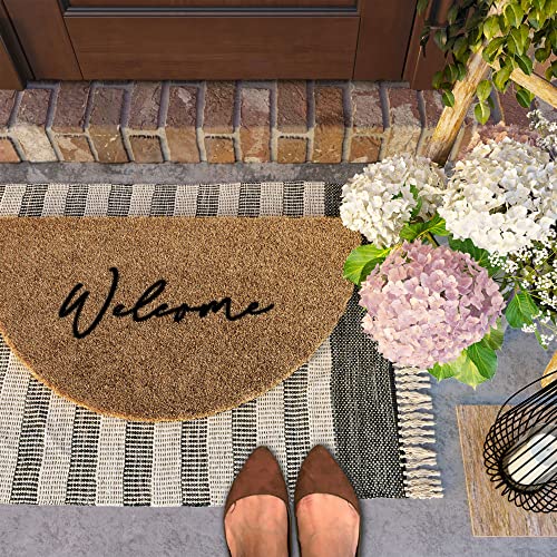 Barnyard Designs Half Moon Doormat Mat for Outdoors