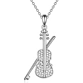YAFEINI 925 Sterling Silver Cello Violin Drums Flute Pendant Necklace Music Jewelry Gifts for Women Men Musician