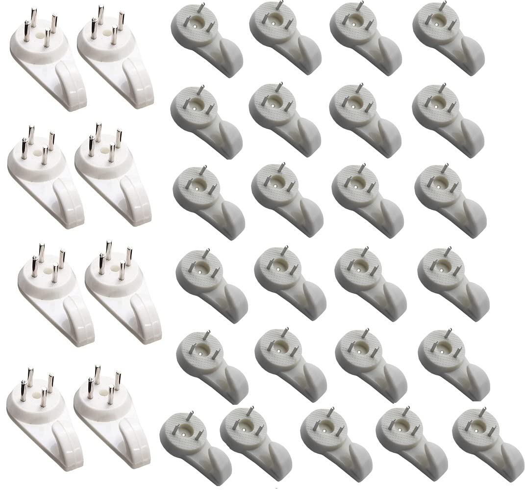 Merriway BH06985 (33 Pcs) Assortment of White Non-Trace Hardwall Picture Hooks, 38 x Large 25 x Medium - Pack of 33 Pieces