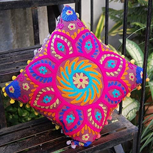 Worldoftextile Cotton 220 TC Cushion Cover (Standard_Multicolour)