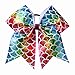 CN Girls Large Cheerleading Hair Bows Ponytail Holder Elastic Hair Ties Pony Tail Holder Elastic Head Loop For Cheerleading Girls Pack of 6