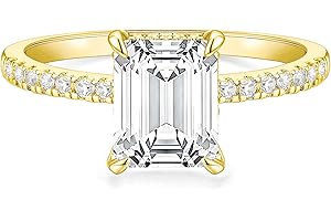 TIGRADE 3CT Engagement Ring for Women Emerald Cut Cubic Zirconia Wedding Band CZ Promise Wedding Ring Size 3-12