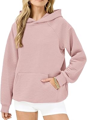 Sweat à Capuche Femme Casual Sweatshirt à Manches Longues Sweat-Shirt Pull Casual Manche Longue Hoodies Automne Et Hiver Chaud Sport avec Poches(Rose,XL)