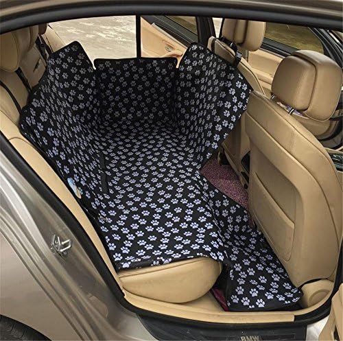 Waterproof and Washable Oxford Fabric Pet Dog Car Seat Cover Hammock Style with Adjustable Clasps Fits for Most Cars SUV Vans and Trucks 7 Colors to Choices (Black)