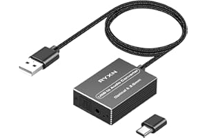 RYXN USB to Optical Spdif Toslink & 3.5mm Audio Adapter Converter, Support USB-A & USB-C Type-C Port, for PS5 PS4 NS Laptop Phone to Sound bar Speakers