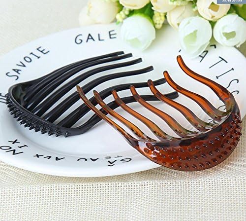 2PCS Multifunction Plastic Hair Insert Comb Hair Donut Ponytail Pads Hair Bump it UP Maker Braid Hairstyle Styling Beauty Tool Hair Styling Accessories For Women Lady Girls Black+Coffee - Image 5