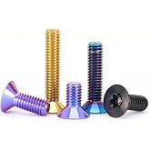 GR5 (Ti-6Al-4V) Titanium Alloy Countersunk Screws Flat Head Titanium Alloy Bolts 4 Pack M4 M5 M6 M8 (Burnt Blue, M6x20mm=4pcs)