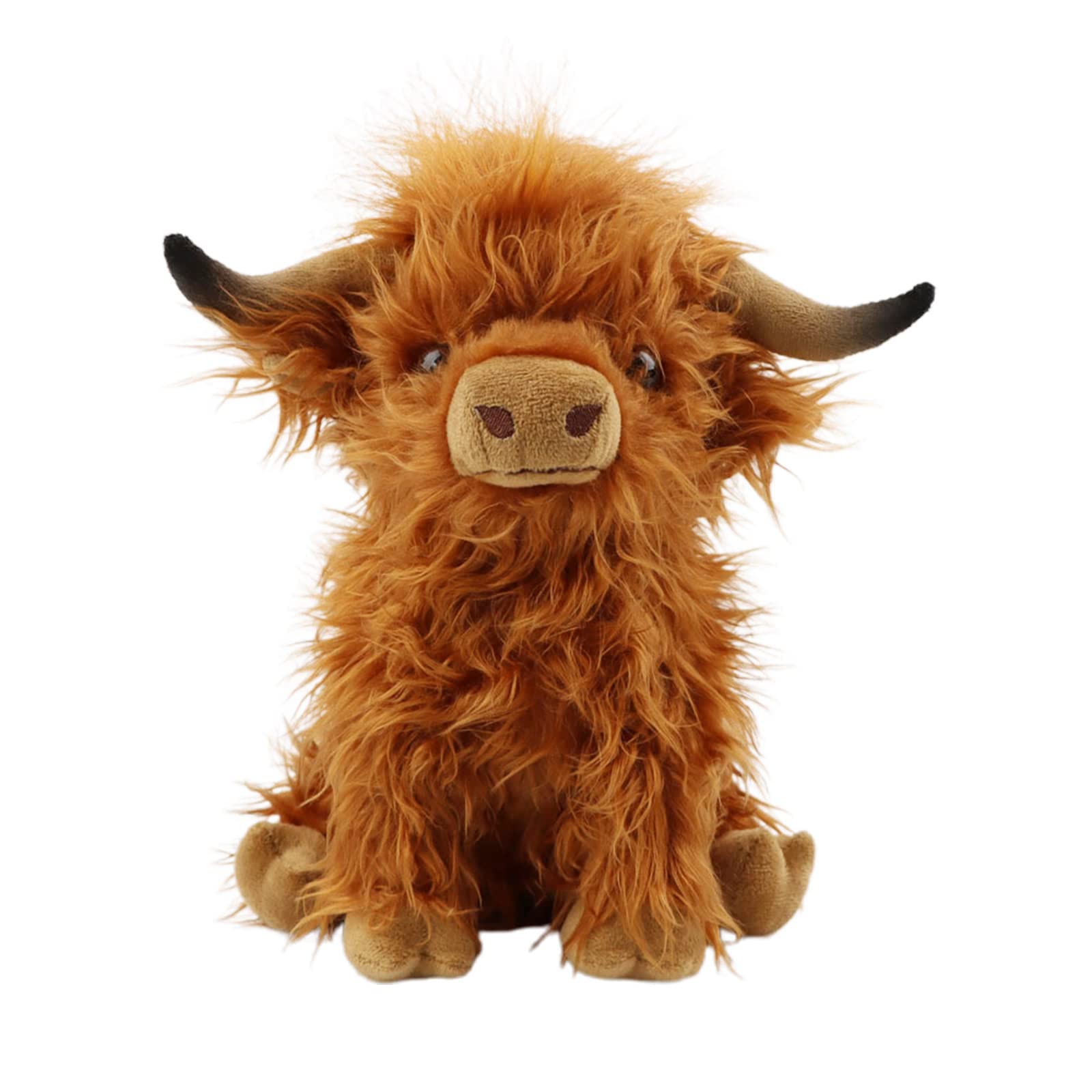 Photo 1 of Cute Highland Cows Stuffed Animals,10.5 inches Realistic Cow Plush Toy,Highland Cattle Farm Toy Present for Adults Kids Boys Christmas Halloween Girls Birthday Plush Present