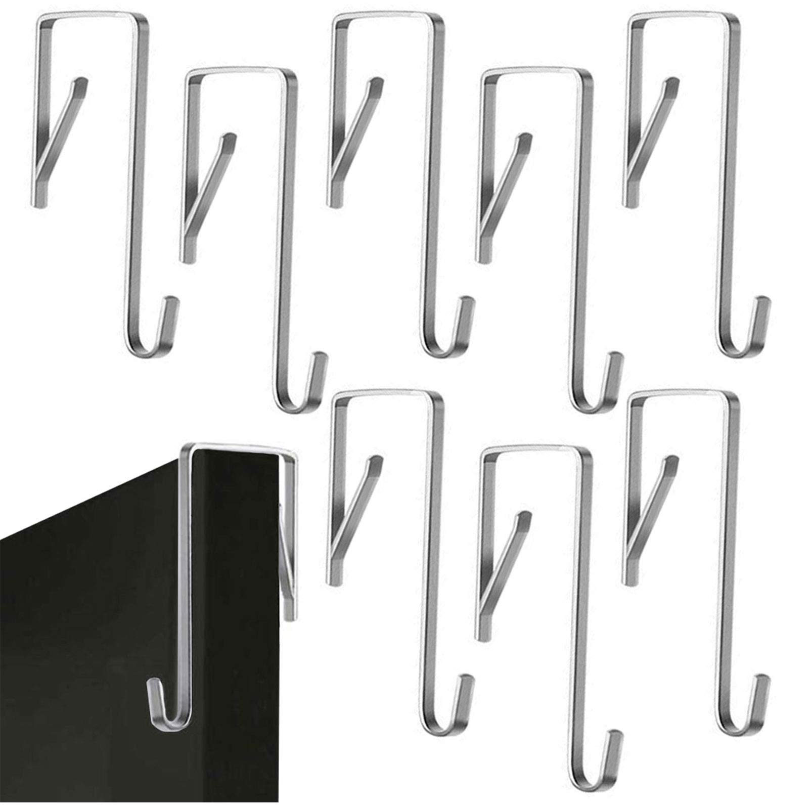 12 Pack Heavy Duty Stainless Steel Door Hanger and Door Hooks Adjustable Over The Door Hook for Clothes Hanging Hats Keys Towels Coats Handbags