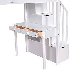 Merax Loft Bed Twin with Desk and Storage
