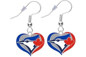 Baseball Swirl Heart Earrings Pierced, Enamel