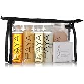 Paya Organics Toiletry Travel Set - Shampoo, Hair Conditioner, Shower Gel, 2 Facial Soap &amp; Tote Bag