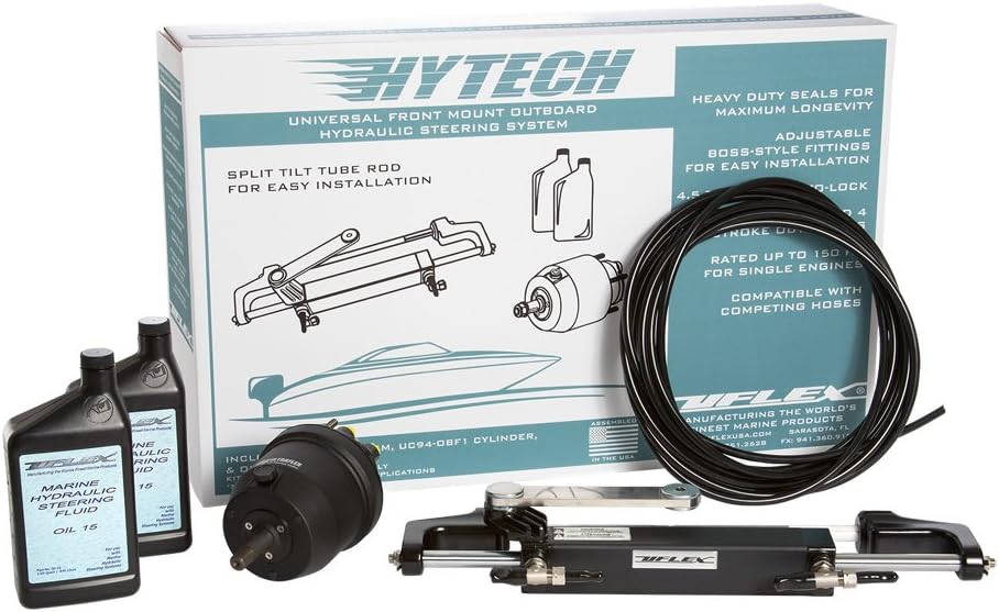 UFlex HYTECH 1.0 Front Mount OB Steering System f/Up to 150HP w/UP20 F Helm, UC94-OBF, 40' Nylon Tubing, 2 Quarts Oil