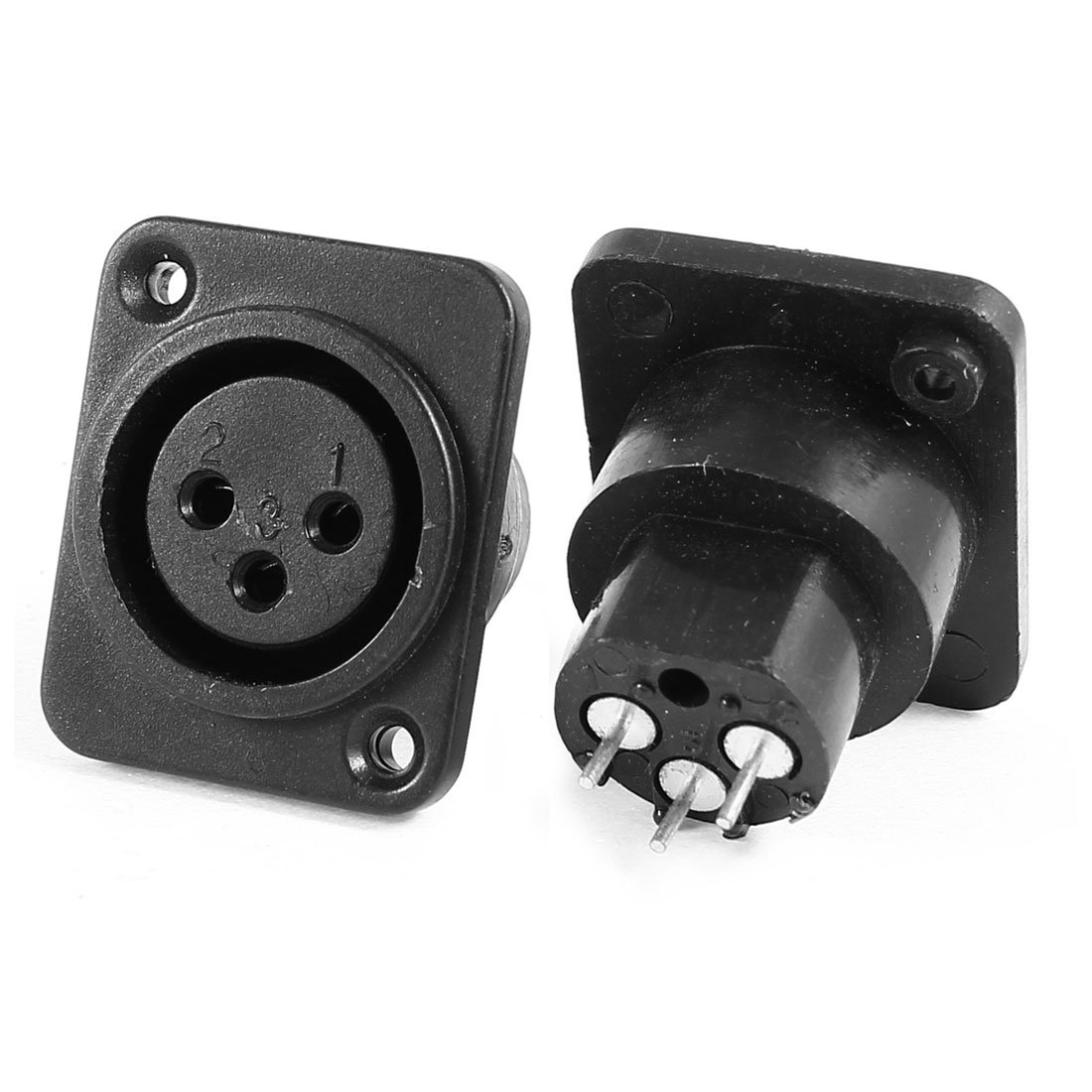 sourcing map 2 Pcs Audio MIC XLR 3Pin Female Chassis Panel Mount Socket Black