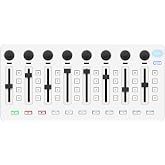 M-WAVE Wireless MIDI Controller Mixer, Bluetooth Portable USB MIDI Controller Mixer with 8 assignable control actuators, 8 Knobs, Rechargeable battery. Integration with Popular DAWs (White Mixer)