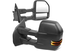DNA Motoring TWM-058-T666-BK-SM Powered Heated w/LED Turn Signal Side Towing Mirrors Replacement Compatible With 15-18 F-150 