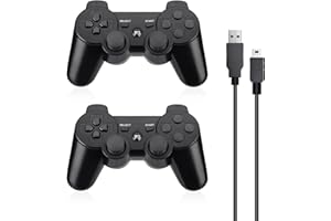 PS3 Controller 2 Pack Wireless Double Shock High Performance Gaming Controller with Upgraded Joystick for Playstation 3 Doubl