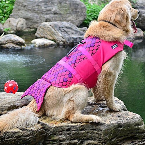 Miniwild Dog Life Jacket Cute Puppy Swimming Vest With Adjustable Belt ( Color : Mermaid , Size : M )